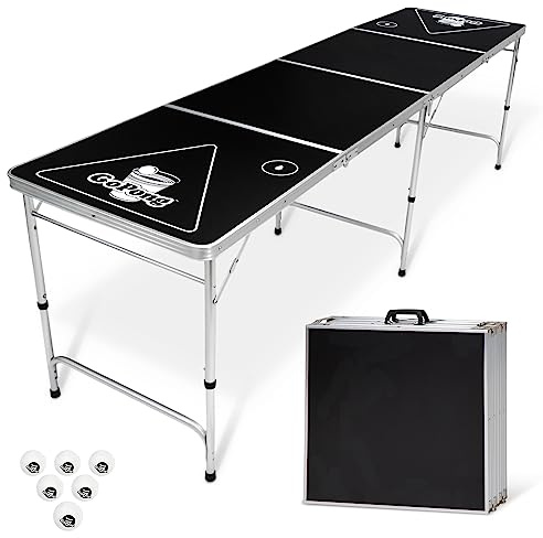 GoPong 2,4 m tragbarer Klapptisch für Beer Pong / Flip Cup (6 Bälle im Lieferumfang enthalten)