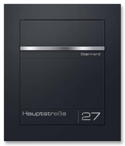 Metzler Unterputz Briefkasten Anthrazit RAL 7016 – Einbaubriefkasten aus pulverbeschichtetem Stahl mit Lasergravur auf Edelstahl-Namensschild, flächenbündig, wetterfest, für DIN-A4-Umschläge
