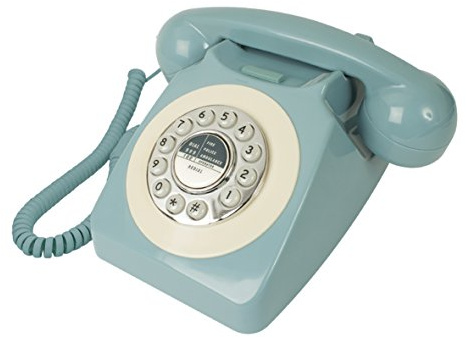 Benross 44540 Klassisches Retro-Telefon, Vintage-Stil, schnurgebundenes Telefon, klassischer Klingelton, Druckknopf-Wahl, Wahlwiederholfunktion, einfache Einrichtung, Blau