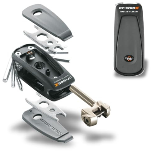 SKS GERMANY CT-WORX Multitool für Fahrräder | 20 in 1 Mini-Fahrradwerkzeug, Multifunktionswerkzeug aus Chrom-Vanadium-Stahl mit 20 Funktionen