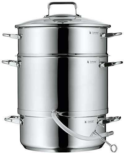 WMF Entsafter Dampfentsafter Induktion 7l, Fruchtentsafter mit Glasdeckel 25 cm, Cromargan Edelstahl poliert