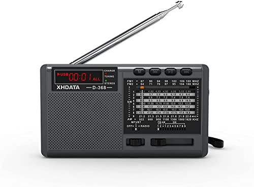 XHDATA D368 kleines Radio Nostalgie Batterieradio Mini Tragbare Radios Bluetooth Transistorradio UKW FM AM SW Radio mit TF MP3-Wiedergabe