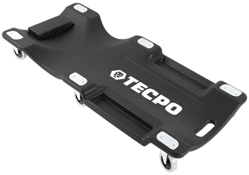 TECPO KFZ Rollbrett Werkstatt Rollliege Montageliege Werkstattliege Montagerollbrett 103 x 48 x 13cm mit 300kg Tragkraft und Kopfstütze, Werkzeugablage