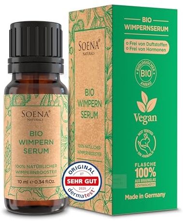 BIO Wimpernserum • 100% Natürlich • Wachstum Testsieger 2025 • Wimpern Wachstumsserum ohne Hormone mit 6 BIO Ölen • Lash Serum gegen Wimpernausfall • Längere, dichtere & vollere Wimpern • Öl Kosmetik