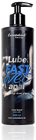 Extasialand Lube Fastwet Anal Gleitgel 500 ml auf Wasserbasis für Analverkehr Lubricant Gleitmittel mit schlauem Pumpverschluss – waterbased Gleitcreme für Männer & Frau-en