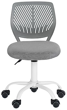 Homy Casa Schreibtischstuhl Verstellbarer Drehstuhl Bürostuhl Stoffsitz Ergonomischer Arbeitsstuhl ohne Armlehne, Grau