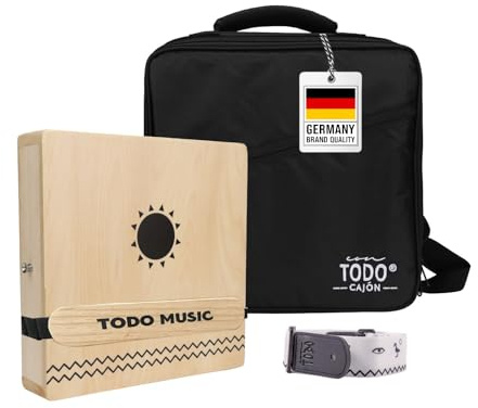 TODO Travel Cajon – Tragbares 3-Ton Box Drum mit einstellbarem Snare-System, handgefertigt inkl. Transporttasche, 40 × 36 × 11 cm (TODO 3in1 Travel Cajon The Nile Birch wood CTD-104 4-seitig)