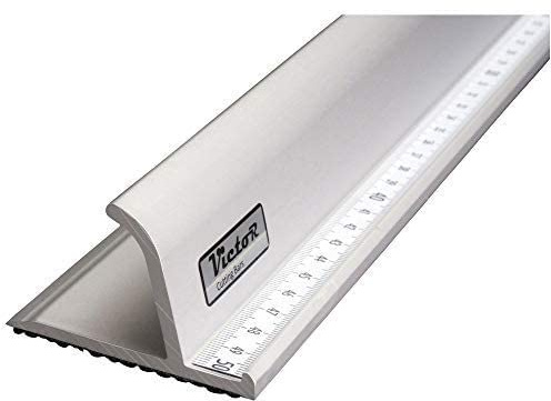 Victor Bar Schneidelineal 75cm aus Aluminium Profi-Ausführung rutschsicher - Metall Lineal - Aluminium Lineal 75cm - Schneidelineal mit Stahlkante - Stahllineal 750mm - Schneiderlineal