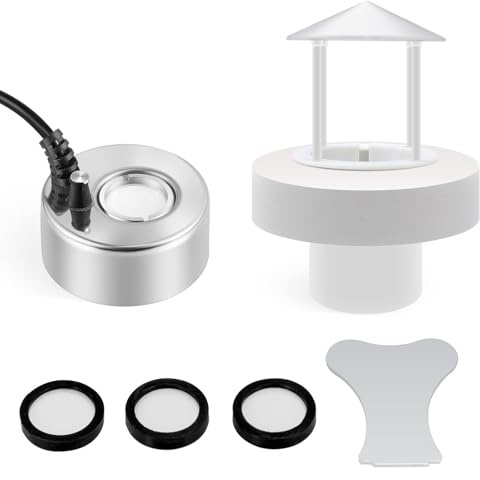 Mxmoonant 350ml / H Ultraschall-Nebelmacher Mini Fogger Metallzerstäuber mit abnehmbarem Spritzschutz für Aquarium Teich Topf Steingarten (Fertiges Paket)
