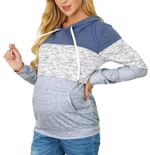 Vuncio Umstandspullover Damen Stillfunktion Winter Große Größen Schwangere Damen Langarm Stillen Shirt Sweatshirt Kapuzenpullover Stillzeit Umstands Oberteil Stillpullover