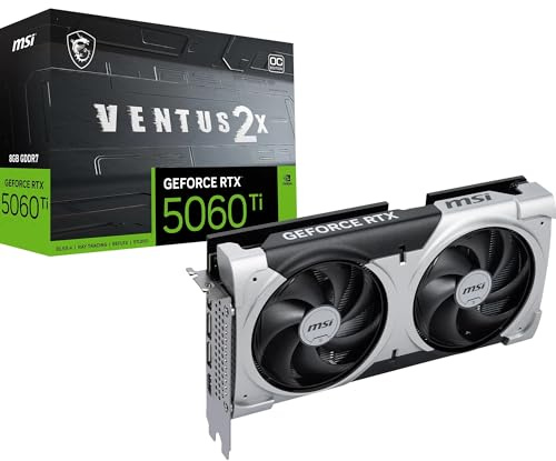 MSI GeForce RTX 5060 Ti 8G Ventus 2X OC Plus - 8GB GDDR7 (28Gbps/128-bit), PCIe 5, Boost: 2602 MHz, HDMI 2.1b, DisplayPort 2.1b, Extra Core-Pipes
