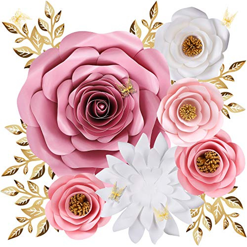 Pardecor Papierblumen-Dekorationen für die Wand, große 3D-künstliche Blume, Wanddekoration, Babyzimmer, Mädchen, Jungen, Kinderzimmer, Brautdusche, Hochzeitsdekoration, Party-Hintergrund
