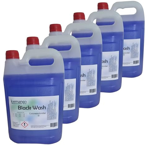 Bemango Flüssigwaschmittel Black Wash für dunkle und schwarze Wäsche mit Lavendel Duft, Phosphatfrei, Flüssig, anwendbar 30°C-95°C, 25 Liter, 5x5L Kanister