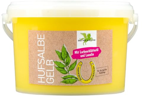 Bense & Eicke Hufsalbe gelb, 2500 ml, mit Lorbeerblätteröl, reguliert den Feuchtigkeitshaushalt, pflegt Hufwand und Kronrand, unterstützt Hornstabilität, ergiebig, Made in Germany