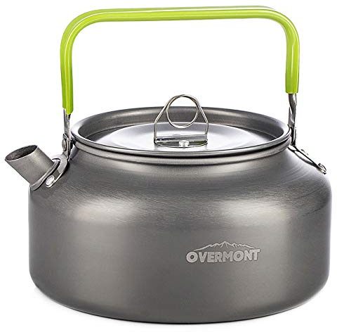 OVERMONT Tragbar Aluminium Camping Wasserkocher Kessel Teekanne Kaffeekanne für Outdoor Picknick Wandern 1,2I