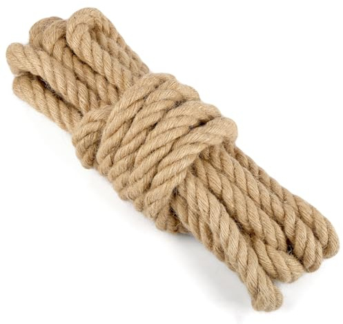 Hanfseil, 20 mm 5 m Juteseil, Natur Tau Seil Kordel, Juteschnur Bastelschnur für Garten, DIY Kunsthandwerk, Verpackungen und Dekoration