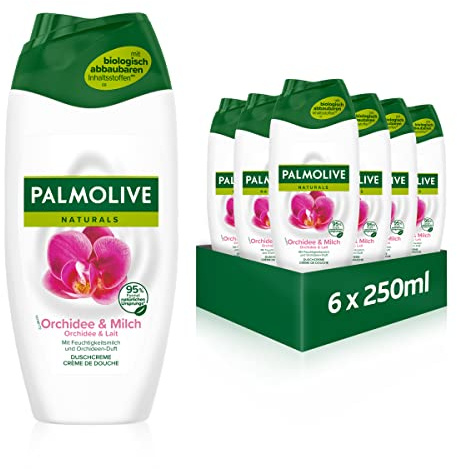 Palmolive Naturals Orchidee & Milch Duschcreme mit Orchideen-Duft und Vitamin E - 6 x 250 ml