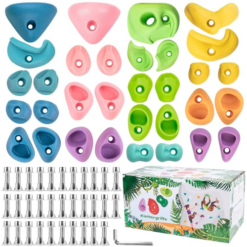 CIMOYBAI 32 Stücke Klettergriffe, Klettersteine Kinder, Helle Farben Klettergriffe Kinder, Kletterwand Griffe Für Spielturm Und Kletterwand, Weihnachts und Geburtstagsgeschenke für Kinder