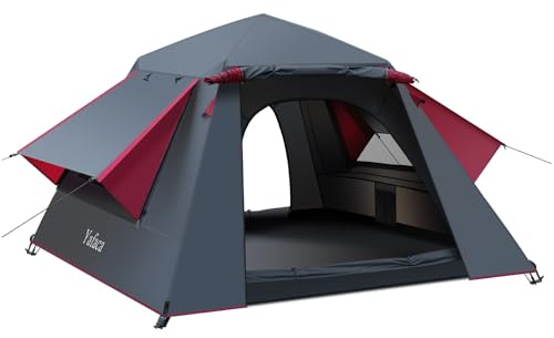 Yafaca Camping Zelt, 3 Personen Pop Up Zelt Große Wasserdicht Automatisches Wurfzelt mit 2 Regendichten Fenstern, 2 Schichten Kuppelzelt mit Abnehmbare Außenschicht, Zelt für Camping Familien