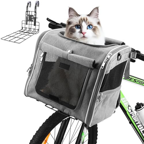 Haiou Hundefahrradkorb Vorne bis 7 kg – Stabiler Fahrradkorb für Hunde, Nicht für E-Bikes geeignet | Sicherer & Komfortabler Hundekorb mit patentierter Halterung, Wetterfest