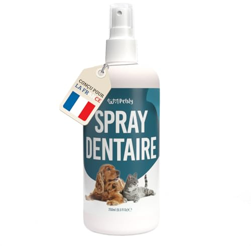 Petsly® Dentalspray für Hunde & Katzen -250 ml- Frische Minze - Kein Spülen oder Bürsten - Gegen Zahnstein und schlechten Atem - Zahnpflege Hund & Katze mit 3-fach Wirkung