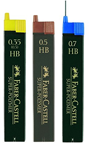 Faber-Castell Feinminen-Set Super-Polymer, 0,35/0,5/0,7mm, HB, Ersatzminen, 3er