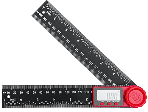 Newaner 360°Rotierender Winkelmesser Digital, 200 mm Winkellehre mit Lcd Anzeige und Verriegelungsfunktion, Digitaler Winkelmesser für Maschinenbau, Holzbearbeitung, Bauwesen und Messung, Schwarz