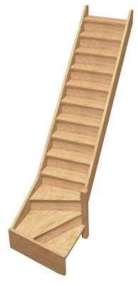 Normandie – Raumspartreppe viertelgewendelt unten rechts aus Holz