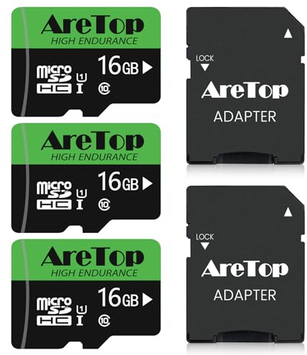 AreTop 16GB Micro SD Karte 3er Pack, U1 90MB/s für Kamera | U1 für Full HD Video,3 Stück im Set, inklusive 2 SD-Adapter, kompatibel mit Kamera/Smartphone/Drohne/Dash Cam