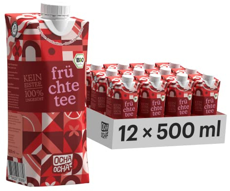 Bio Eistee zuckerfrei & koffeinfrei - 12x500ml - Bio Früchtetee Ohne Zucker - Ohne Süßungsmittel - Kinder Tee 100% ungesüßt - Ohne Schwarztee