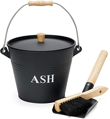 INNO STAGE Ascheeimer mit Deckel und Griff, verzinkter Eisenascheimer für Kamin, Feuerstellen und Holzofen