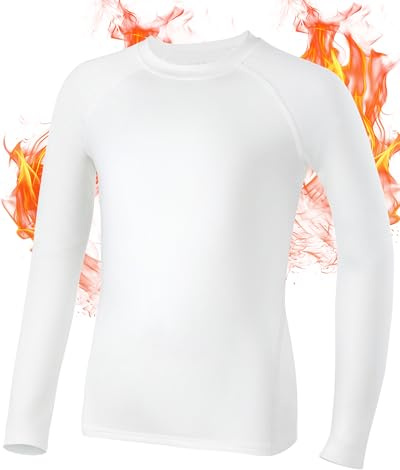 Roadbox Thermoshirt Jungen Langarm, Fleece-Unterhemd für Schule und Sport | Schnelltrocknend, Atmungsaktiv, 4-Wege-Stretch, Flatlock-Nähte, Rundhals, Für Fußball, Skifahren, Outdoor Und Alltag