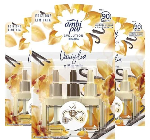 3x Ambi Pur 3Volution Vanille und Magnolie Lufterfrischer je 20ml Nachfüller