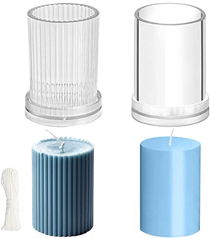 2 Stück Plastik Kerzenformen Set mit 1M Kerzendocht Zentriervorrichtung | Kerzenform zum Gießen, DIY Handgemacht Aromatherapie Kerzenform, Stumpenkerzen Formen, für Kerzenherstellung, Duftkerze