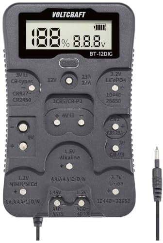VOLTCRAFT Batterietester BT-12DIG Messbereich (Batterietester) 1,2 V, 1,5 V, 3 V, 3,7 V, 6 V, 9 V, 12 V Batterie, Akku