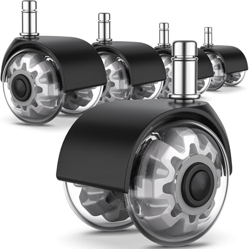 Aevcvok Bürostuhl Rollen 10mmx22mm, 5er Set Gummirollen für Bürostühle,Bürostuhl-Räder Ersatzrollen Drehstuhlrollen,Super Leise Hartbodenrollen für Bürostuhl