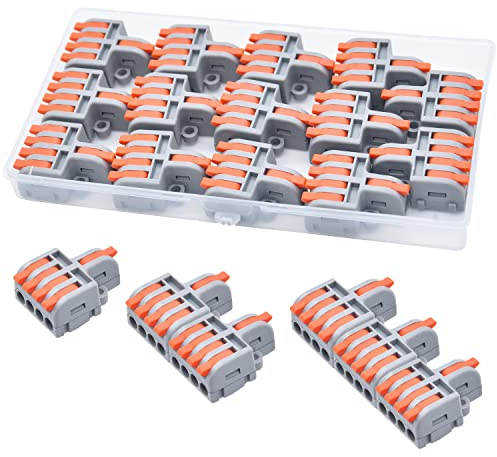 XALXMAW 14 Stück Kabelverbinder, 1 In 4 Out Kabelklemmen Elektro Verbindungsklemmen, 0.2-4mm² Leiter Klemme, DIY Kombinierbare Kompakt Lüsterklemme, Elektrische Anschlussblöcke