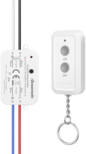 DEWENWILS Funkschalter, Funk-Wandsender 230V, Wandschalter mit Sender, 30M Reichweite, Kabellos Funk Lichtschalter Set für Lampe, Funktaster, Keine Verkabelung Erforderlich, 2300W, Weiß