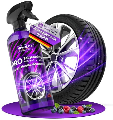 NIVOLOX® Pro Felgenreiniger • Säurefrei und PH-neutral • Kraftvolle Felgenreinigung mit Wirkindikator • für alle Felgentypen geeignet • 750 ml Sprühflasche mit Hightech-Formel und Beerenduft