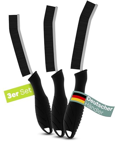 3er Set Hartborsten Fugenbürste Schwarz – Effektive Eckenreinigungsbürste für Bad, Küche & Haushalt – Schmale Spaltreinigungsbürste für Fenster, Fliesen & Armaturen – Reinigungsbürste schmal