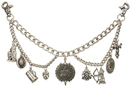 Alpenflüstern Trachten-Charivari Oktoberfest - Hochwertiger Herren-Trachtenschmuck mit Trophäen-Anhängern für die Lederhose, (antik-silber-farben) HCH024