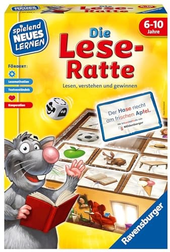 Ravensburger 24956 - Die Lese-Ratte - Spielen und Lernen für Kinder, Lernspiel für Kinder ab 6-10 Jahren, Spielend Neues Lernen für 1-4 Spieler