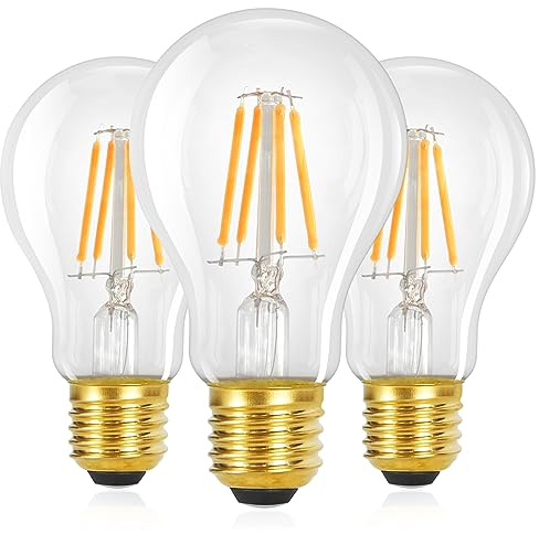 GBLY 3er pack LED E27 Glühbirne A60 Vintage Lampe Edison Leuchtmittel 4W | 2700K Warmweiss Glühlampe Retro Filament Birnen Bulb Energiesparlampe für Haus Café Bar - Nicht Dimmbar