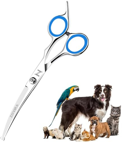 Zovira Professionelles Scheren für die Hundepflege 6,5'' gebogener Hundeschere, runder Spitze und Pfotenschere zum Schneiden von Hundehaaren
