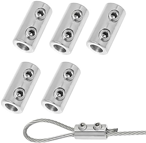 5 pieces for 1.5-2 mm wire rope code closure Drahtseil-Code-Verschluss Doppelloch Metall Kupfer Clips, Stahl Draht Seil Kabel Klemme, rostfrei Edelstahl Sling Werkzeuge Befestigungs Zubehör (5)