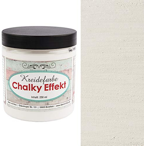 Ideen mit Herz Chalky Effekt Kreidefarbe, 250ml | hochdeckend | ultramatt | auf Wasser-Basis | Kreide-Farbe für Shabby-Chic & Vintage-Effekt (antikweiß)