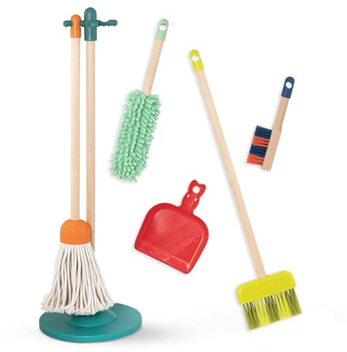 B. toys - Clean 'n' Play - Kinder-Putzset - Holzspielzeug - Pretend Play Kit für Kleinkinder, Kinder - Besen, Mopp, Bürste, Kehrblech, Staubwedel - 2 Jahre +