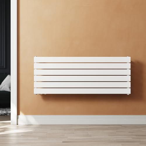 SUNXURY Heizkörper Design Paneelheizkörper 465x1200mm Horizontal Einlagig Heizkoerper Weiß mit Seitenanschluss Warmwasserbereitung