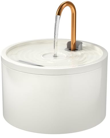 Keimi Katzenbrunnen Keramik, 2.1L Trinkbrunnen für Katze, Leiser Wasserspender für Haustiere, Katzenbrunnen für mehrere Haustiere, Filter für sauberes Wasser, Hygienisch und leicht zu reinigen, Weiße