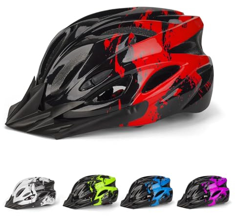 Fahrradhelm Kinder, Verstellbarer Kinderhelm für Jungen und Mädchen im Alter von 3–15 Jahren, Multisport-Kinderhelm (50–59cm), Sicherheitshelm für Fahrrad, Roller, Skating (Red, M：54-59cm)